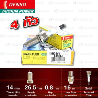 DENSO หัวเทียน รุ่น IRIDIUM POWER 【 IKH24 】 4 หัว ใช้แทน LFR8AIX