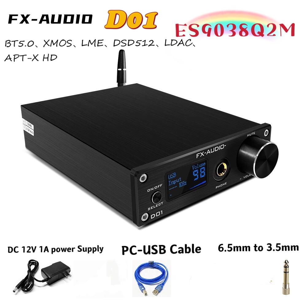 fx-audio-d01-bt-เครื่องถอดรหัสเสียง-es9038q2m-ไข้-dac-dsd512-ถอดรหัสเครื่องขยายเสียงหูฟัง