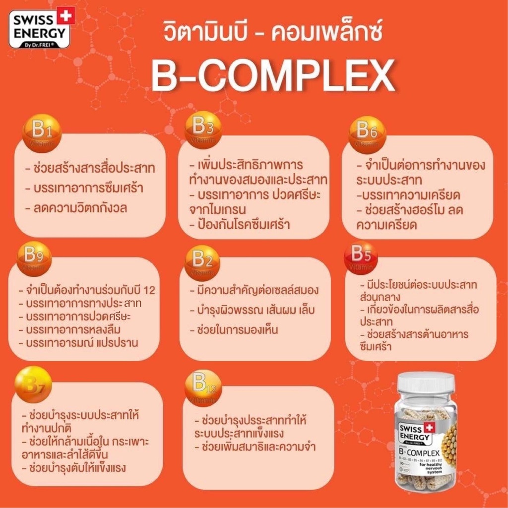 ภาพสินค้า*ส่งไว Swiss Energy B-Complex 4 กล่อง+ของแถม(เลือกได้) Swiss Energy B Complex Swiss Energy วิตามินบีรวม *ระบุขนส่งได้ จากร้าน swissenergyonline บน Shopee ภาพที่ 6