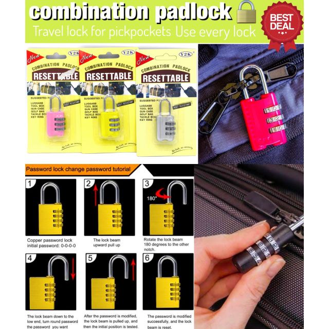 combination-padlock-ตัวล็อคกระเป๋าแบบตั้งรหัสกันขโมย-แบบ-3-รหัส-สุ่มคละสี1ชิ้น