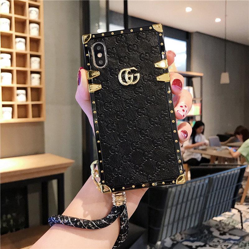 OPPO A93 A15 A94 A74 A55 A72 F9 A7X A5 A3S A7 A5S A12 Find X2 X3 Pro RENO 2 Z 2Z 2F RENO 3 RENO 4 5 6 Luxury Brand Square Leather Case Lanyard Soft Case