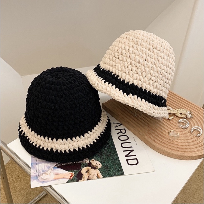 ภาพสินค้าพร้อมส่ง4สี หมวกไหมพรม หมวก หมวกบักเก็ต เกาหลี แฟชั่น จากร้าน pinkostore1990 บน Shopee ภาพที่ 1