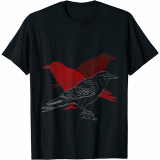 【🔥🔥】เสื้อยืด พิมพ์ลายสัตว์ Ravens Idea Birds Crow สุดฮา สีแดง ให้เป็นของขวัญได้