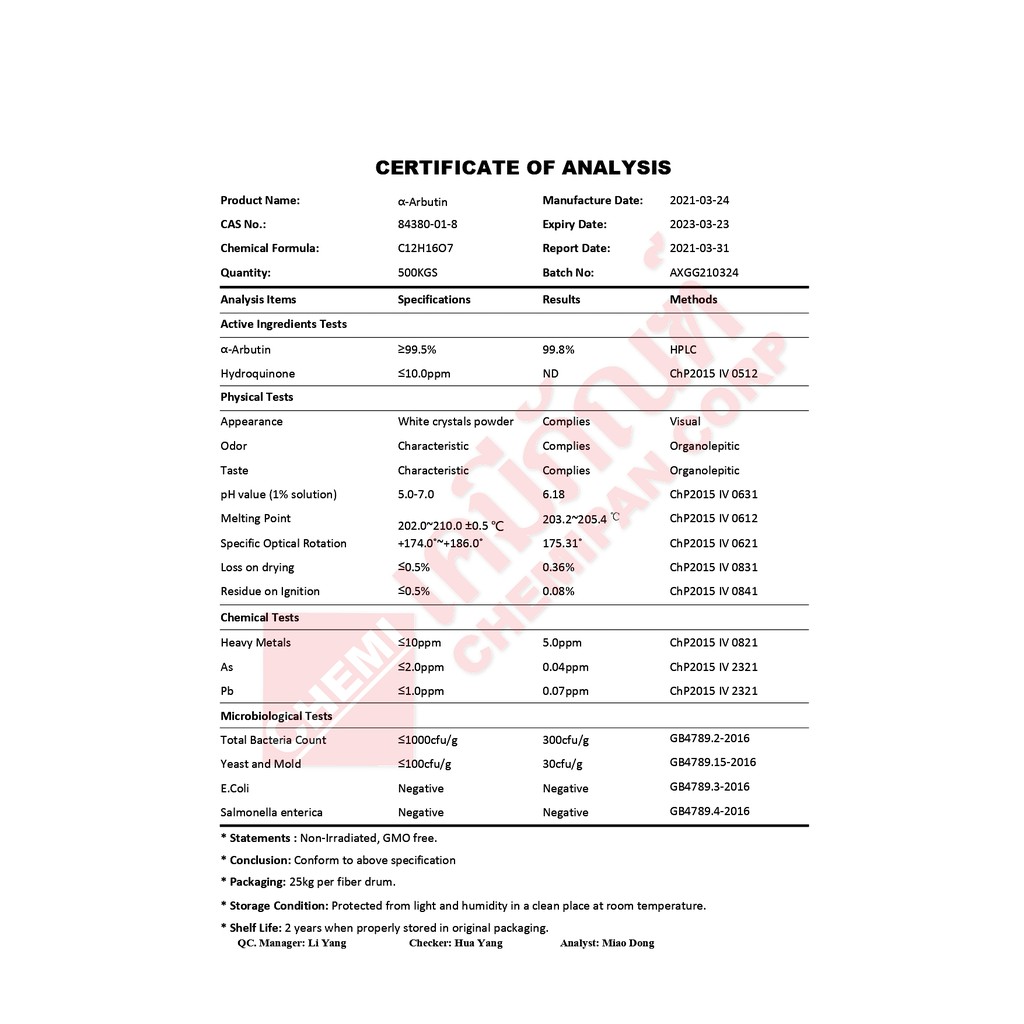 cc0101-b-alpha-arbutin-china-อัลฟา-อาร์บูติน-จีน