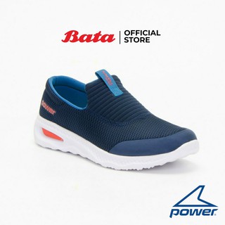 สินค้า Bata Power Men\'s Sport Walking Shoes รองเท้าผ้าใบสนีคเคอร์สำหรับเดินของผู้ชาย รุ่น DD100 Slip On สีน้ำเงิน 8189949