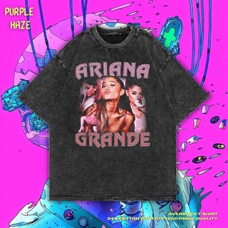 สีม่วง | Stonewash | เสื้อยืด Ariana Grande | ขนาดใหญ่ | สไตล์ย้อนยุค |