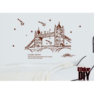 SALE Transparent Wall Sticker สติ๊กเกอร์ติดผนัง Twins London Bridge (กว้าง100cm.xสูง75cm.)