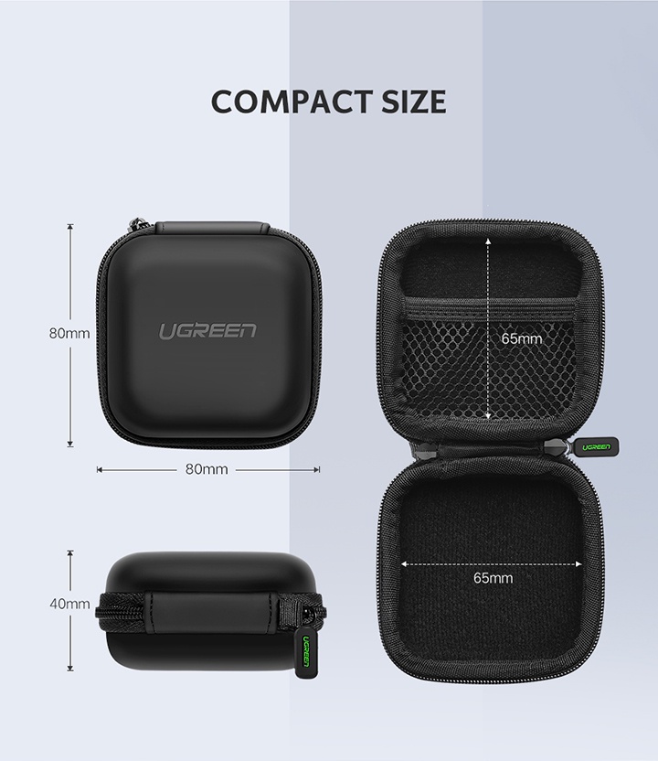 คำอธิบายเพิ่มเติมเกี่ยวกับ Ugreen Storage Bagกล่องเคส สำหรับจัดเก็บหูฟัง เมมโมรี่การ์ด ขนาด 8x8x4 ซม.ไซซ์ S