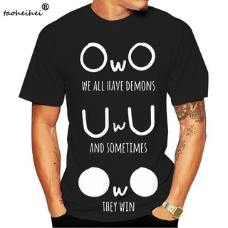 พร้อมส่ง เสื้อยืดแขนสั้น ผ้าฝ้าย 100% พิมพ์ลาย Uwu Owo We All Hae Demons And Sometimes หลากสี แฟชั่นฤดูร้อน สําหรับผู้ชา