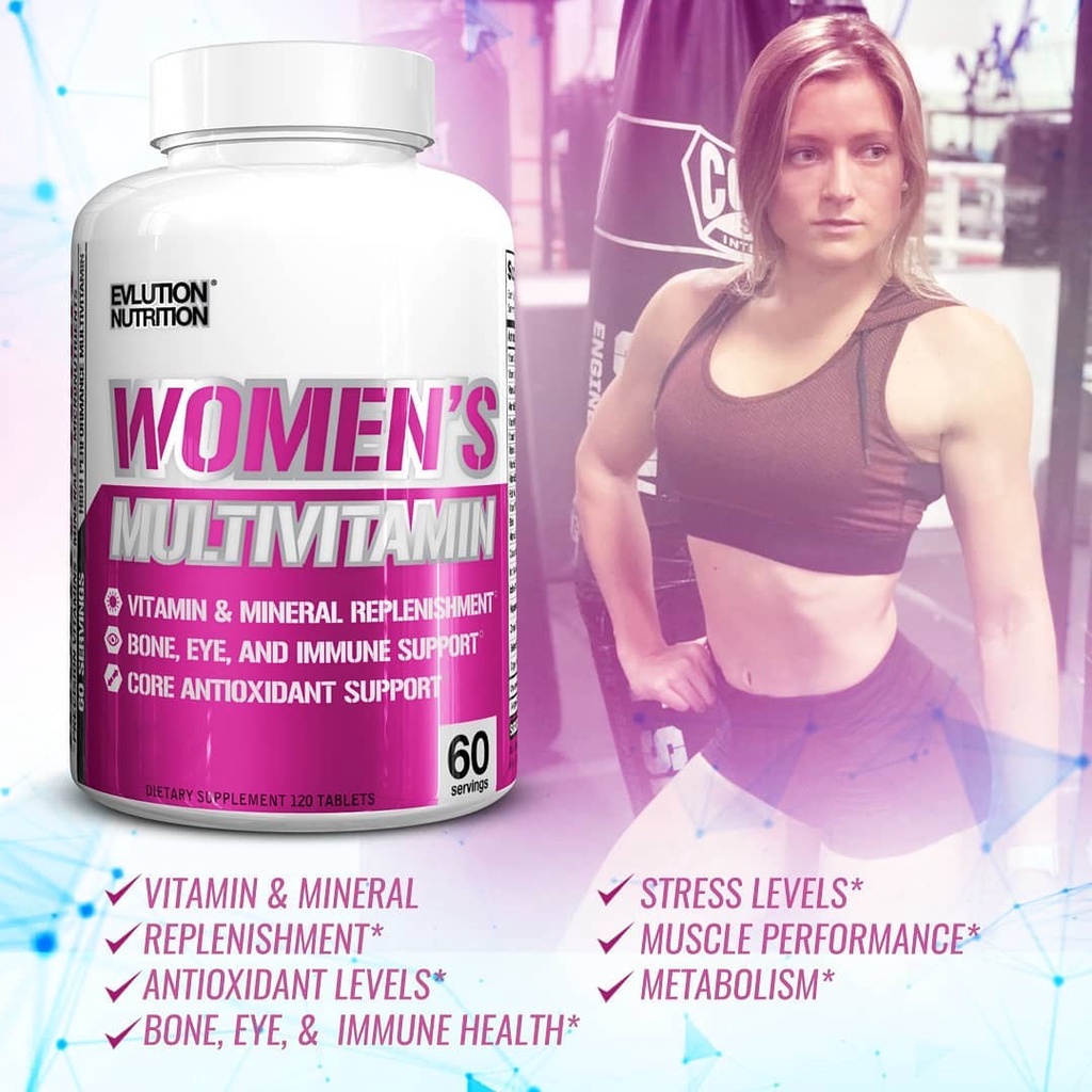 ภาพหน้าปกสินค้าEVL Women's Multivitamin (120เม็ด/60Serving) วิตามินรวม บำรุงร่างกาย เพิ่มกล้าม ออกกำลังกาย จากร้าน muscle_cafe บน Shopee