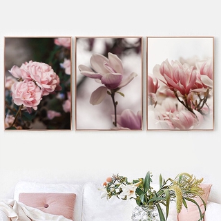 Rose Peony Peach Blossom Magnolia โปสเตอร์ผ้าใบสําหรับติดตกแต่งผนังบ้าน