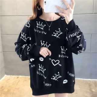 【เสื้อกันหนาว โอเวอร์ไซซ์】เสื้อแจ็กเก็ต แขนยาว ทรงหลวม สไตล์เกาหลี พลัสไซซ์ สําหรับผู้หญิง (40-150 กก.)