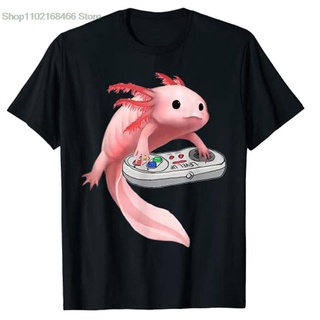 เสื้อยืดพิมพ์ลายแฟชั่น เสื้อยืด ขนาดใหญ่ พิมพ์ลาย Axolotl Fish Playing Video Game สีขาว สําหรับผู้ชาย