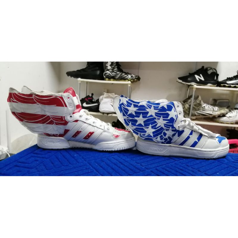 Adidas X Jeremy Scott Wings 2.0 USA Flag Villi Shoes Red Blue | Shopee  Thailand