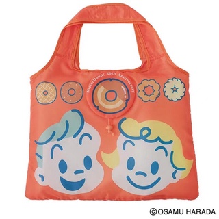 กระเป๋าสุดฮิตจากญี่ปุ่น🇯🇵 Mister Donut Japan 50th Anniversary จากญี่ปุ่น กระเป๋าผ้าสีส้ม พับเก็บเป็นโดนัท🍩ได้ในตัว