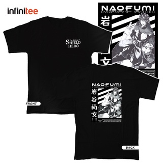 ไม่มีที่สิ้นสุด Shield Hero Naofumi Iwatani Anime  เสื้อยืด  สำหรับผู้ชาย Women in Black Shirt Tops Top T Shirt Tee
