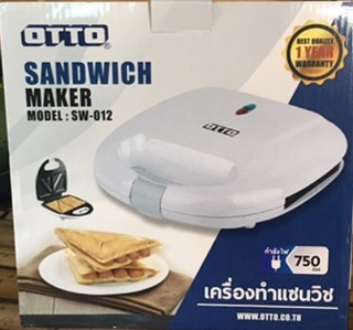 67aav OTTO เครื่องทำแซนวิช SW-012 ทำได้ครั้งละ 4 แผ่น กำลังไฟ 750 วัตต์ เครื่องทำแซนด์วิช เครื่องอบแซนวิช7