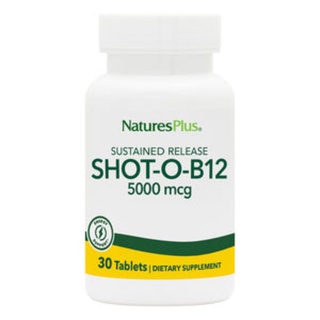 NaturesPlus Shot O B12 Cyanocobalamin 5000 mcg High Potency Fast Acting Memory & Energy Booster Gluten Free วิตามินบี 12