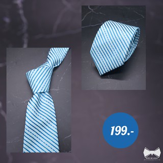 เนคไทสีฟ้าน้ำทะเลลายขวาง - Ocean Blue Stripe Necktie