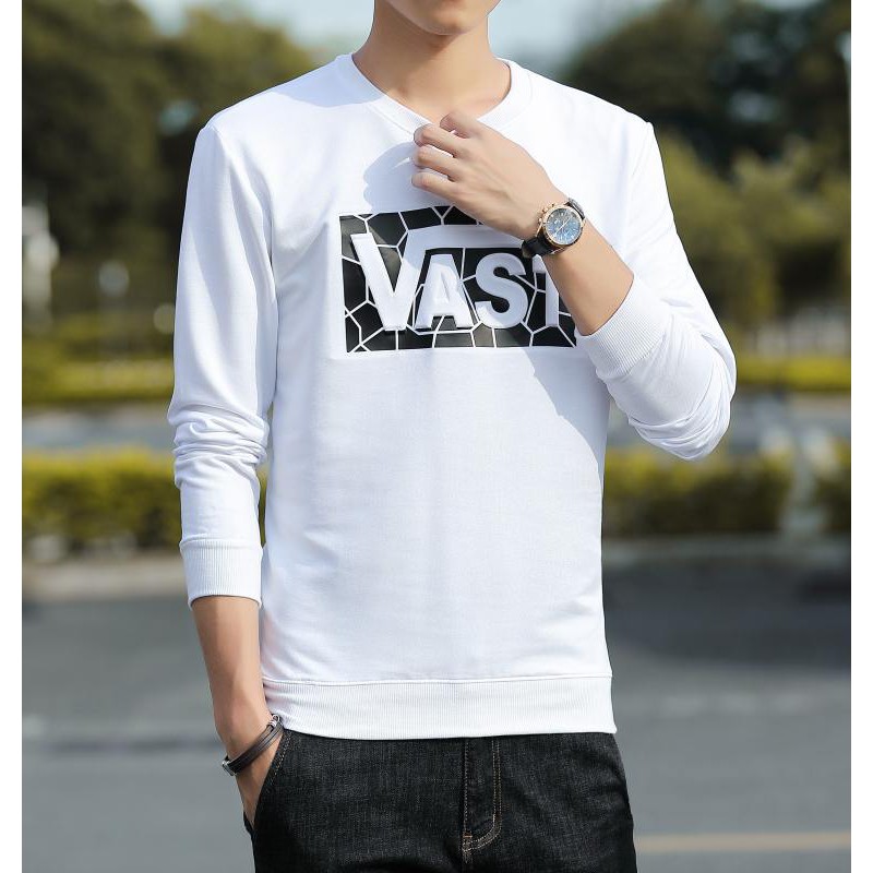 ส่งจากไทย-เสื้อคอกลมแขนยาวลาย-vast-เสื้อคอกลมแฟชั่น-เสื้อยืดคอกลม-งานสวยผ้าเกาหลีนำเข้าราคาถูก-มีเก็บปลายทางจ้า