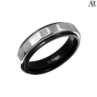 ANGELINO RUFOLO Ring ดีไซน์ Crystal แหวนผู้ชาย Stainless Steel 316L(สแตนเลสสตีล)คุณภาพเยี่ยม สีเงิน/สีดำ