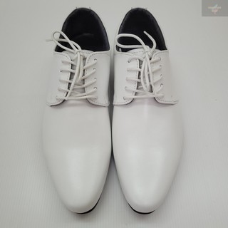 สินค้า รองเท้าหนังผูกเชือกหัวแหลมยี่ห้อ Agfasa รุ่น9501 สีขาว ไซส์38-46 หนังแท้ ใส่สบาย