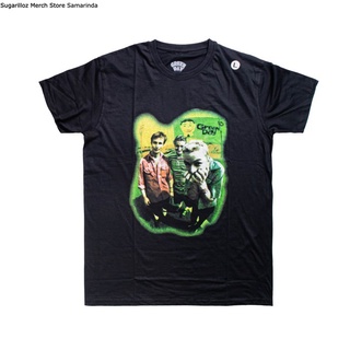 คอลูกเรือเสื้อยืดคอกลมเสื้อยืดวงดนตรี - Green Day - Neon Photo - Mผ้าฝ้ายแท้