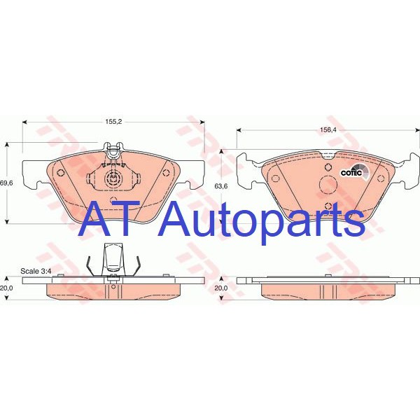 ผ้าเบรคชุดหน้า-benz-e-class-w210-e280-e320-2-8l-rotor300mm-1995-2000-gdb1215-trw-ราคาขายต่อชุด