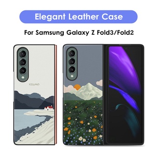 เคสโทรศัพท์หนังแบบพับได้สไตล์คลาสสิกสําหรับ Samsung Galaxy Z Fold3 Fold2 3