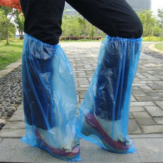 ถุงคลุมรองเท้าบูท แบบพลาสติก ป้องกันน้ำ ป้องกันการลื่น สีฟ้า