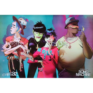 โปสเตอร์ วง ดนตรี Gorillaz กอริลลาซ รูป ภาพ ติดผนัง สวยๆ poster 34.5 x 23.5 นิ้ว (88 x 60 ซม.โดยประมาณ)