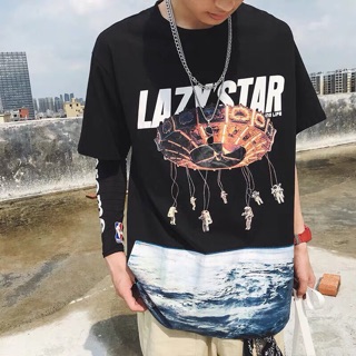 เสื้อยืด oversize สกรีนลาย lazystar  🌎