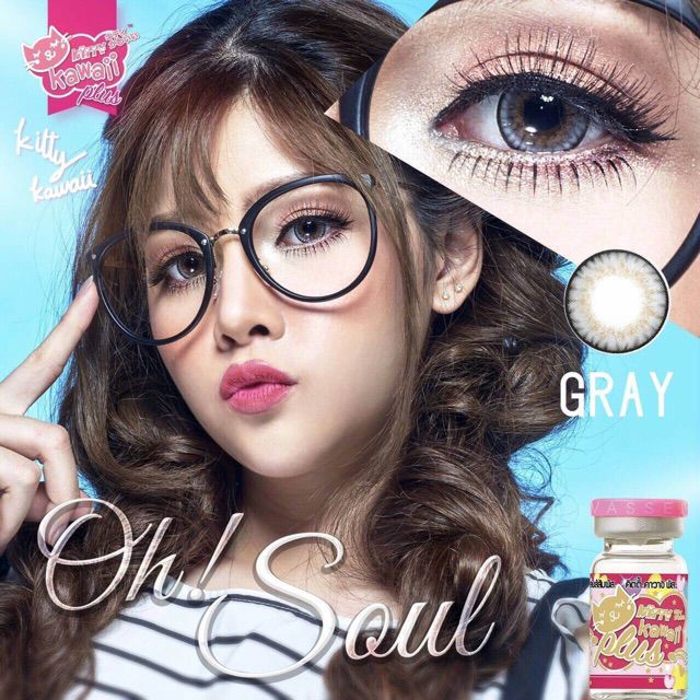 คอนแทคเลนส์-kitty-kawaii-bigeye-oh-soul-gray-สายตาปกติ