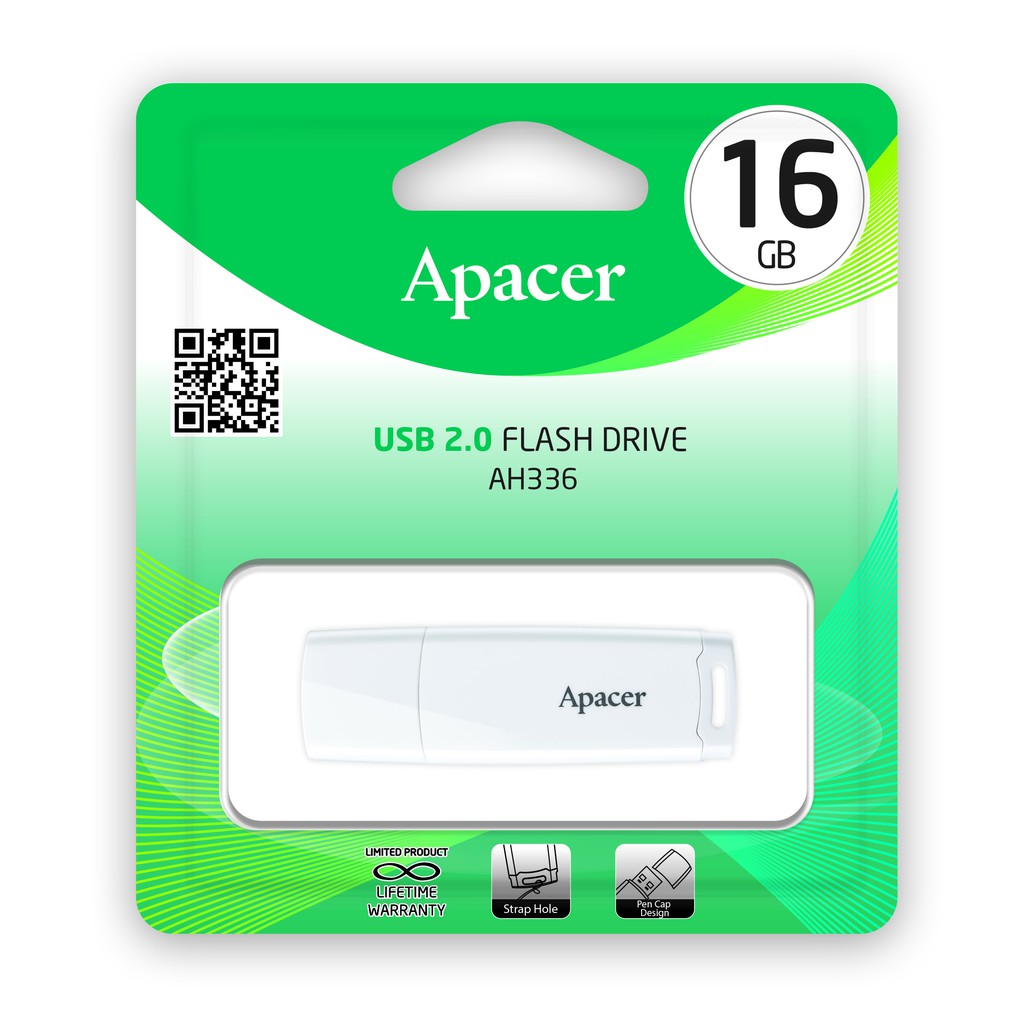 ภาพหน้าปกสินค้าApacer AH336 USB2.0 แฟลชไดร์ฟ 16GB สีขาว (Apacer AP16GAH336W-1)