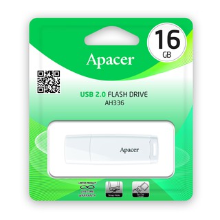 สินค้า Apacer AH336 USB2.0 แฟลชไดร์ฟ 16GB สีขาว (Apacer AP16GAH336W-1)