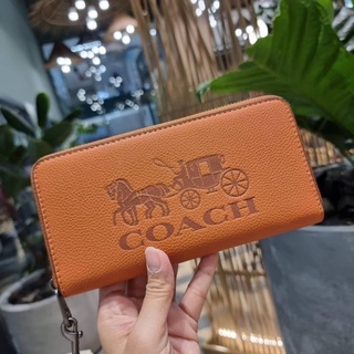 C O A C H C 3548 LONG ZIP AROUND WALLET WITH HORSE AND CARRIAGE