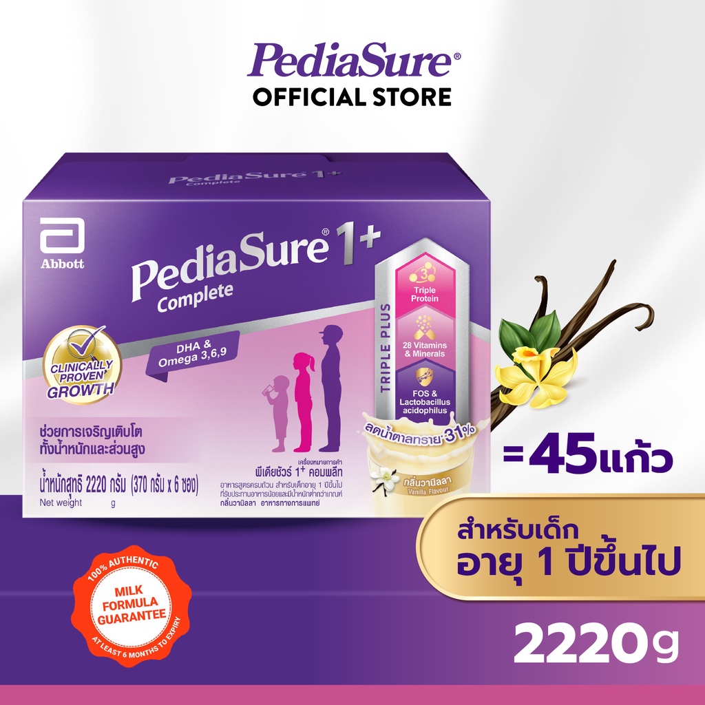 ภาพหน้าปกสินค้าPediasure นมผงพีเดียชัวร์ 1+ วานิลลา 2220 กรัม 1 กล่อง Pediasure 1+ Complete Vanilla 2220g จากร้าน pediasure_thailand บน Shopee