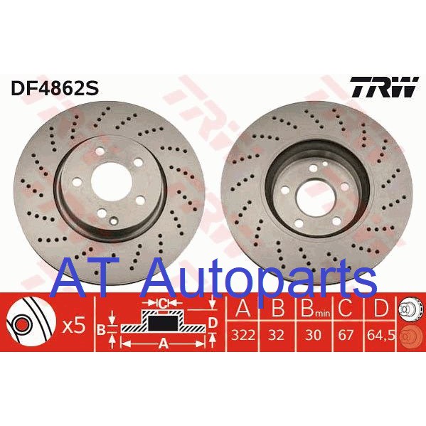 จานเบรค-หน้า-benz-w212-e200-e250-2009-df4862s-trw-ราคาต่อใบ