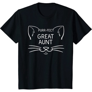 คอลูกเรือเสื้อยืดคอกลมเสื้อยืด พิมพ์ลายแมวตลก Greatauntie Kitty Ownerผ้าฝ้ายแท้
