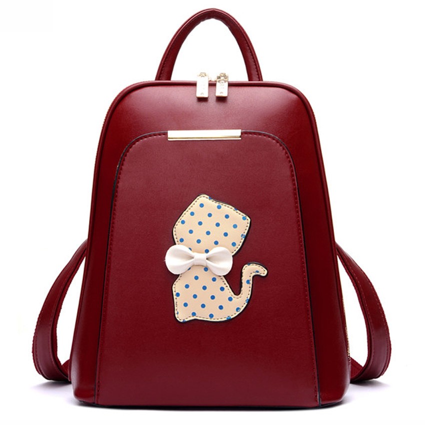 polkadot-cat-backpack-สีแดง