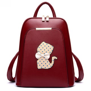 Polkadot Cat Backpack สีแดง