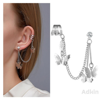 [Adkin] พู่โลหะต่างหูผีเสื้อหูกระดูกต่างหูคลิปสำหรับผู้หญิงเครื่องประดับแฟชั่นขายส่งเครื่องประดับ 1