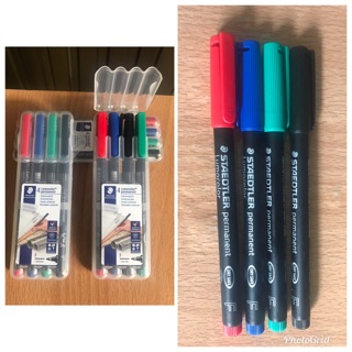 ปากกาเขียนแผ่นใสแบบลบไม่ได้ ( Permanent) Staedtler Size F และ Size M แพ๊ค 4 สี