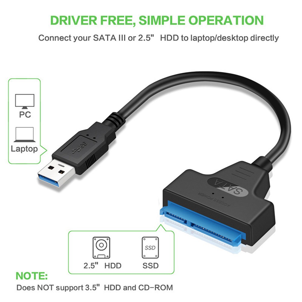 ภาพหน้าปกสินค้าฮาร์ดดิสก์ภายนอกสาย SSD เชื่อมต่อ SATA สาย USB อะแดปเตอร์ 2.5 นิ้ว HDD IDE SATA USB 3.0 แล็ปท็อป 22 pin สาย SATA III