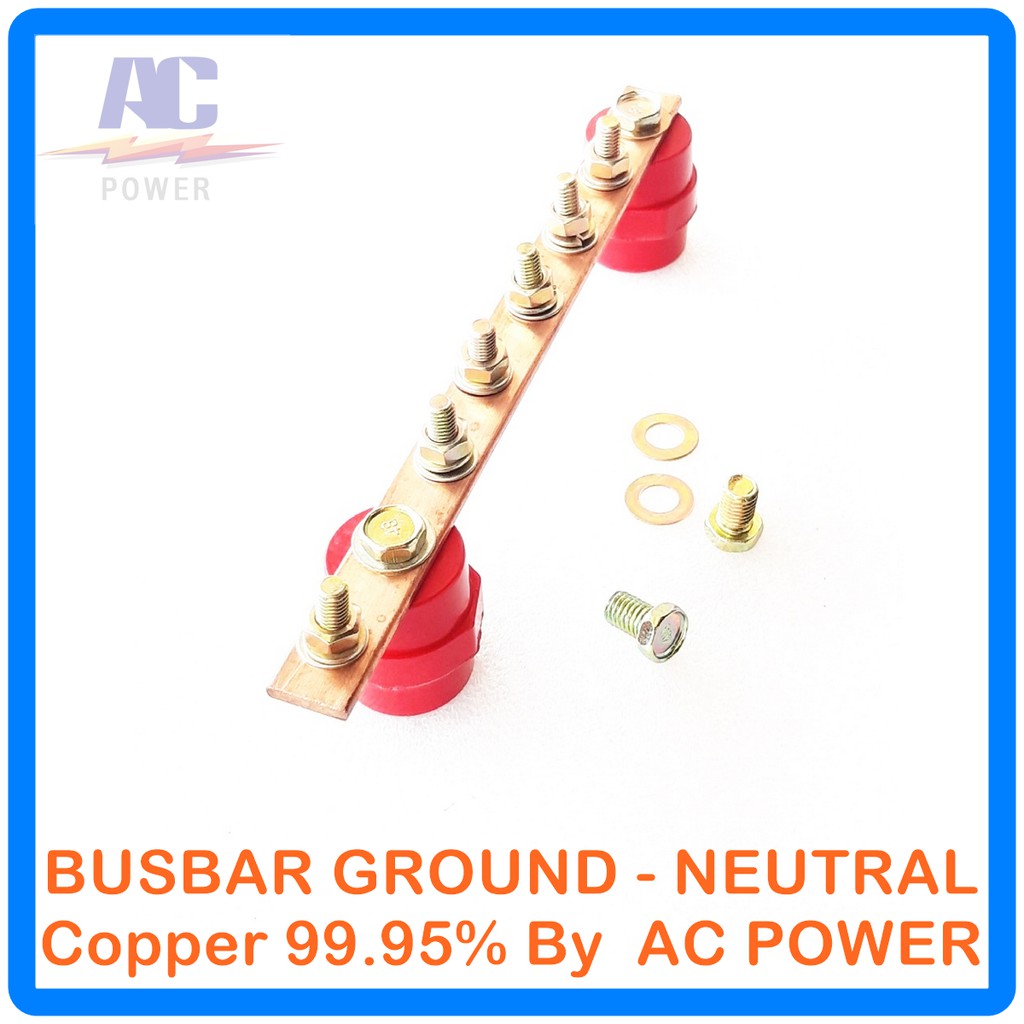 บัสบาร์ทองแดง-บาร์นิวทรัล-พร้อมลูกถ้วยบัสบาร์-copper-busbar-neutral-with-insulator