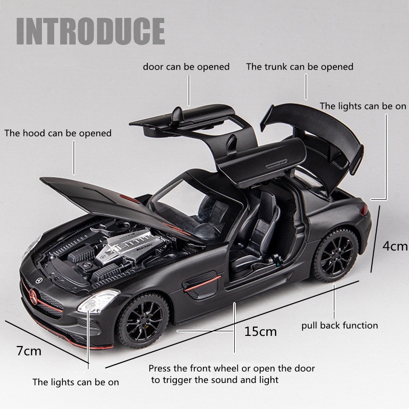 1-32-mercedes-benz-sls-amg-โมเดลรถยนต์-โลหะผสม-มีเสียง-และไฟ-ของเล่นสําหรับเด็ก