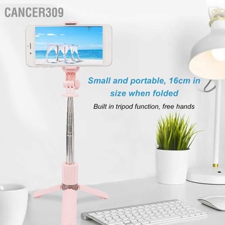 Cancer309 ขาตั้งกล้องไม้เซลฟี่ หมุนได้ 360 องศา ยาว 73.5 ซม. รีโมตคอนโทรล 10 ม. พับได้ สีชมพู