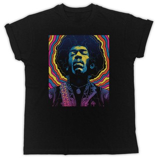 เสื้อยืดวงดนตรีเสื้อยืด พิมพ์ลายโปสเตอร์สโลแกน Jimi Hendrix สีม่วง สําหรับผู้ชายall size