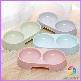 Eos Center ชามข้าวแมว ชามข้าวหมา  แบบ 2 หลุม 2 Size ชามใส่น้ำ และอาหาร Pet bowl