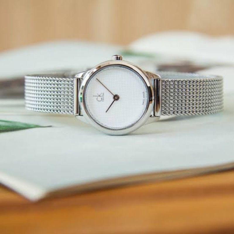 ผ่อน0-นาฬิกา-สไตล์มินิมอล-calvin-klein-minimal-quartz-white-dial-ladies-watch-k3m2312y-หน้าปัดกลม-24-มม-สายสแตนเลส